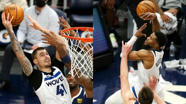 Former Nuggets Juancho Hernangomez, left, and Malik Beasley are hoping to make their mark with the Wolves.