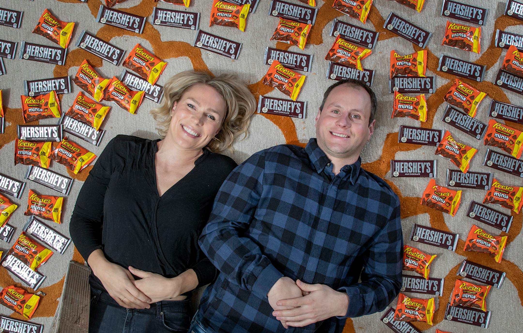 Engaged St. Paul couple Jenny Ries and Craig Hirschey contacted the Hershey's and Reese's candy companies about the coincidences in their names. ] CARLOS GONZALEZ • cgonzalez@startribune.com – Minneapolis, MN – February 6, 2019, Jenny Ries (pronounced like Reese's peanut butter cups) is marrying Craig Hirschey (yep, like Hershey's chocolate bars) on February 23rd. When they got engaged last spring, Ries contacted Hershey Co. to share their story