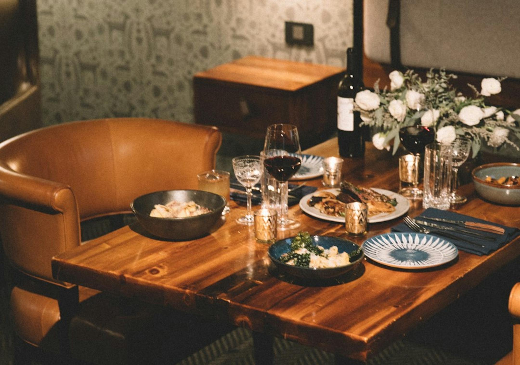 Rooms have been reconfigured for private dinners at Minneapolis' Hewing Hotel.