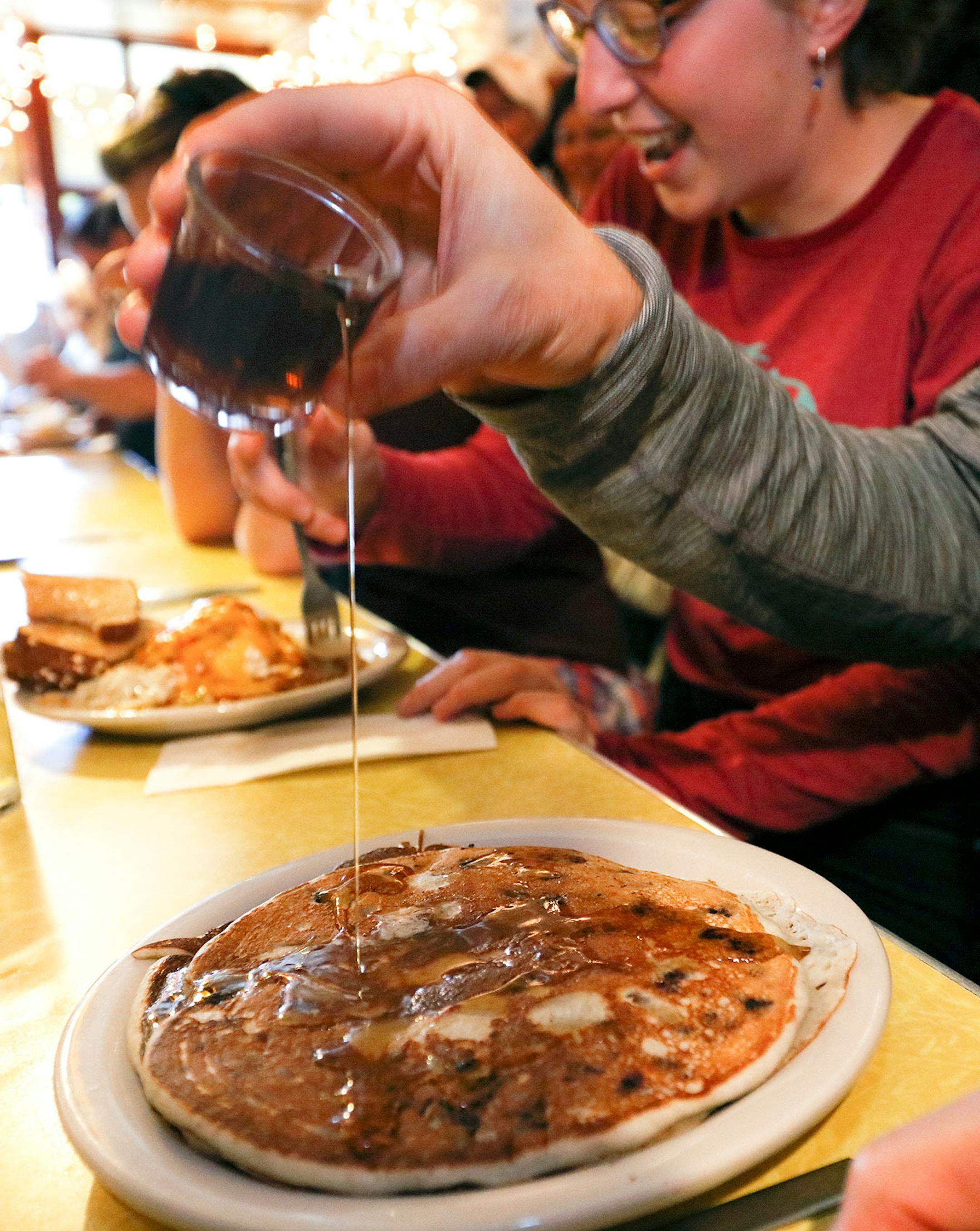 The blueberry/walnut pancakes. A changing of the guard at the institution, Al's Breakfast. Doug Grina, one of the original owners and Alison Kirwin, his new partner, at the tiny 14-seat restaurant. Some of the food they are famous for are dishes like the, blueberry/walnut pancakes, bacon waffle, and the "Jose."