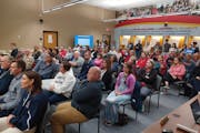 Teachers packed the Rochester Public Schools Board meeting inside Edison Administrative Building on Tuesday in Rochester.