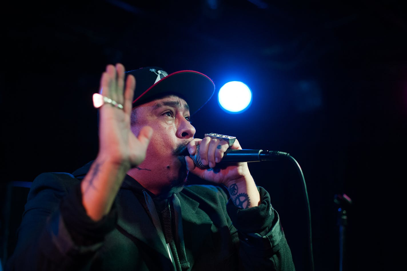 Twin Cities rapper Mike Mictlan performs for the Star Tribune's Soundcheck series at the 7th St. Entry on Oct. 21, 2014. ] Mark Vancleave - mark.vancleave@startribune.com ORG XMIT: MIN1410211617183465