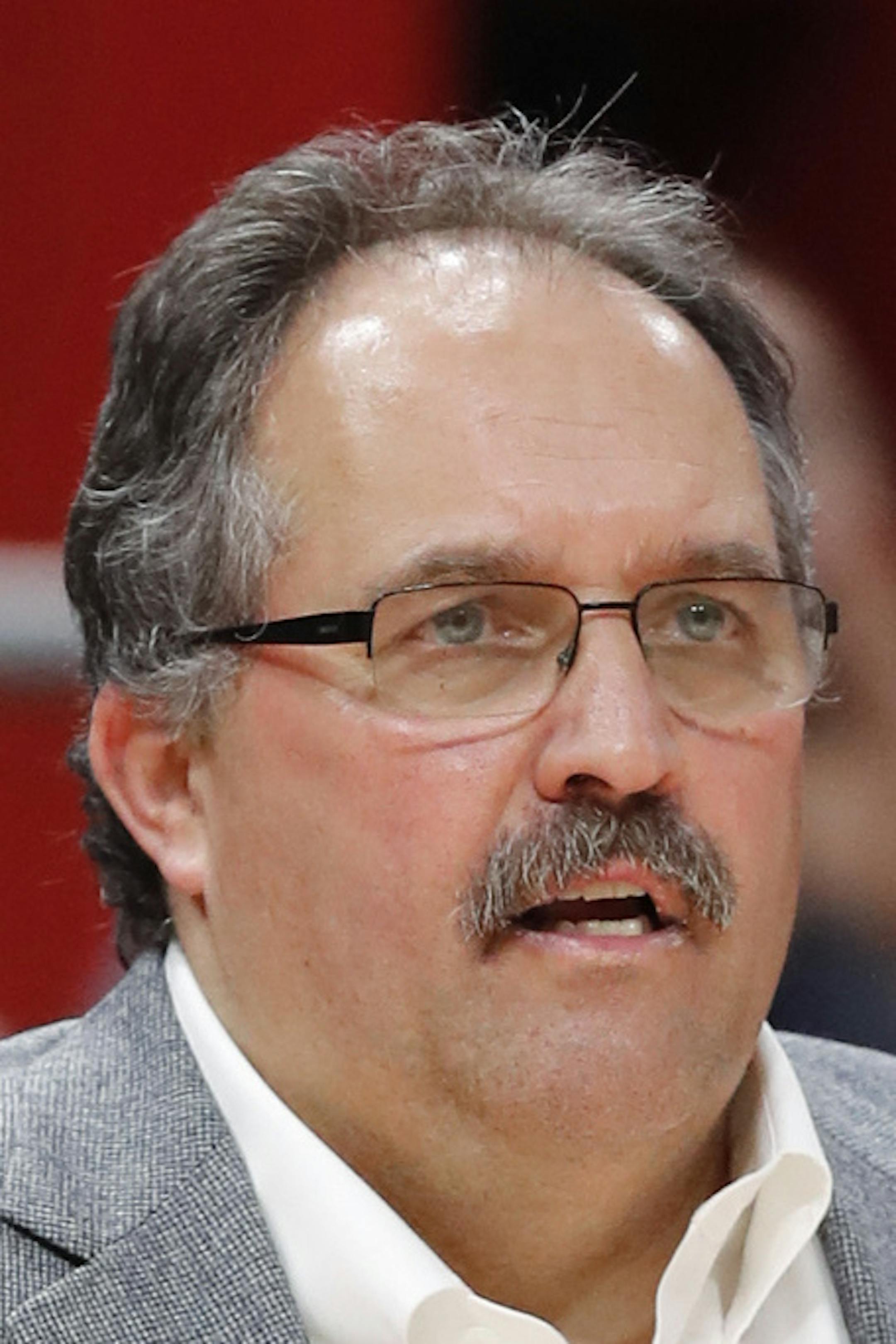 FILEIn this Feb. 14, 2018, file photo, Detroit Pistons head coach Stan Van Gundy watches against the Atlanta Hawks during an NBA basketball game in Detroit. Stan Van Gundy will not return to the Detroit Pistons as coach or president of basketball operations. The Pistons announced Van Gundy’s departure Monday, May 7, 2018, with owner Tom Gores saying in a statement that the team has not progressed over the past two seasons. (AP Photo/Paul Sancya, File)