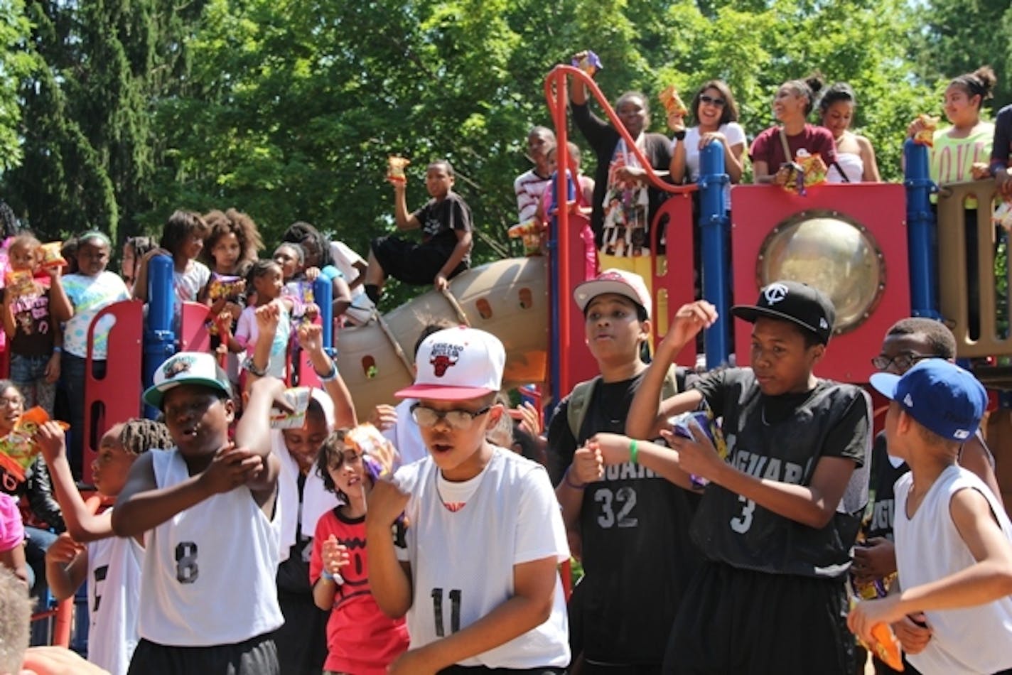 The Y.N.RichKids crew during filming of their video "Hot Cheetos & Takis" earlier this summer in north Minneapolis.