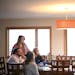 Shir Tikvah congregation president Bruce Manning hosted a Passover seder from his dining room with his wife Tricia Cornell, and their kids Arlo, 15, a