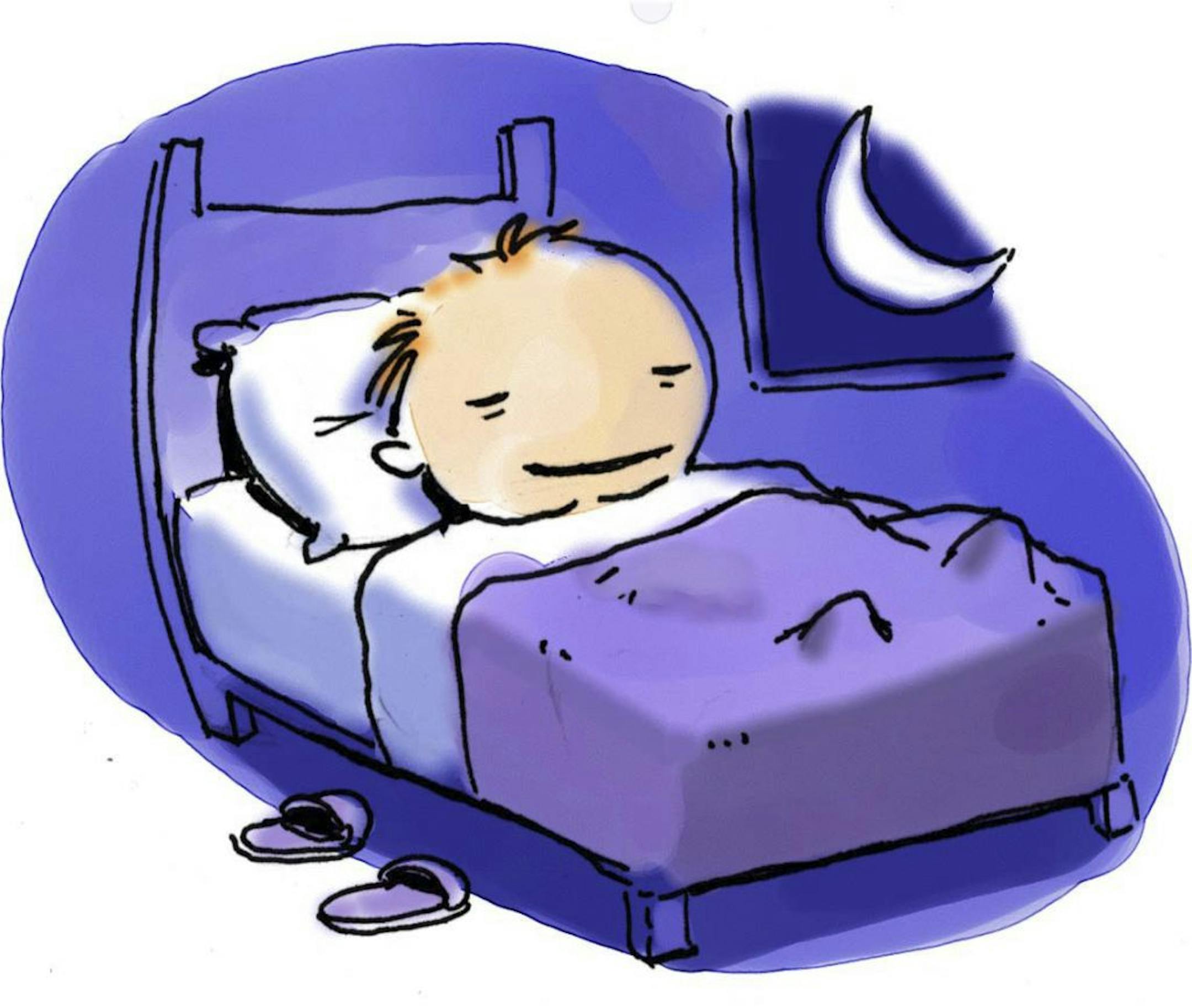 300 dpi Hector Casanova color illustration of young kid sleeping soundly in bed, titled "Bedtime." The Kansas City Star 2008<p> kids routine illustration kid routine school children breakfast sleep sleeping school bedtime dinner clutter homework schedule parenting raising; HUM; krtfeatures features; krthumaninterest human interest; krtlifestyle lifestyle; krtnational national; leisure; krtdiversity diversity; youth children child; krtfamily family; krtsocialissue social issue; parent; advice; pe