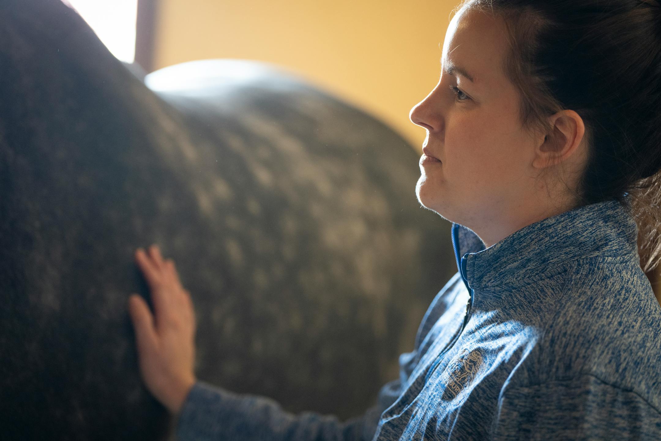 Veterinarian Dr. Rebecca Butler performs an exam on a horse that has not raced in 180 days or more at Canterbury Park in Shakopee, Minn.
