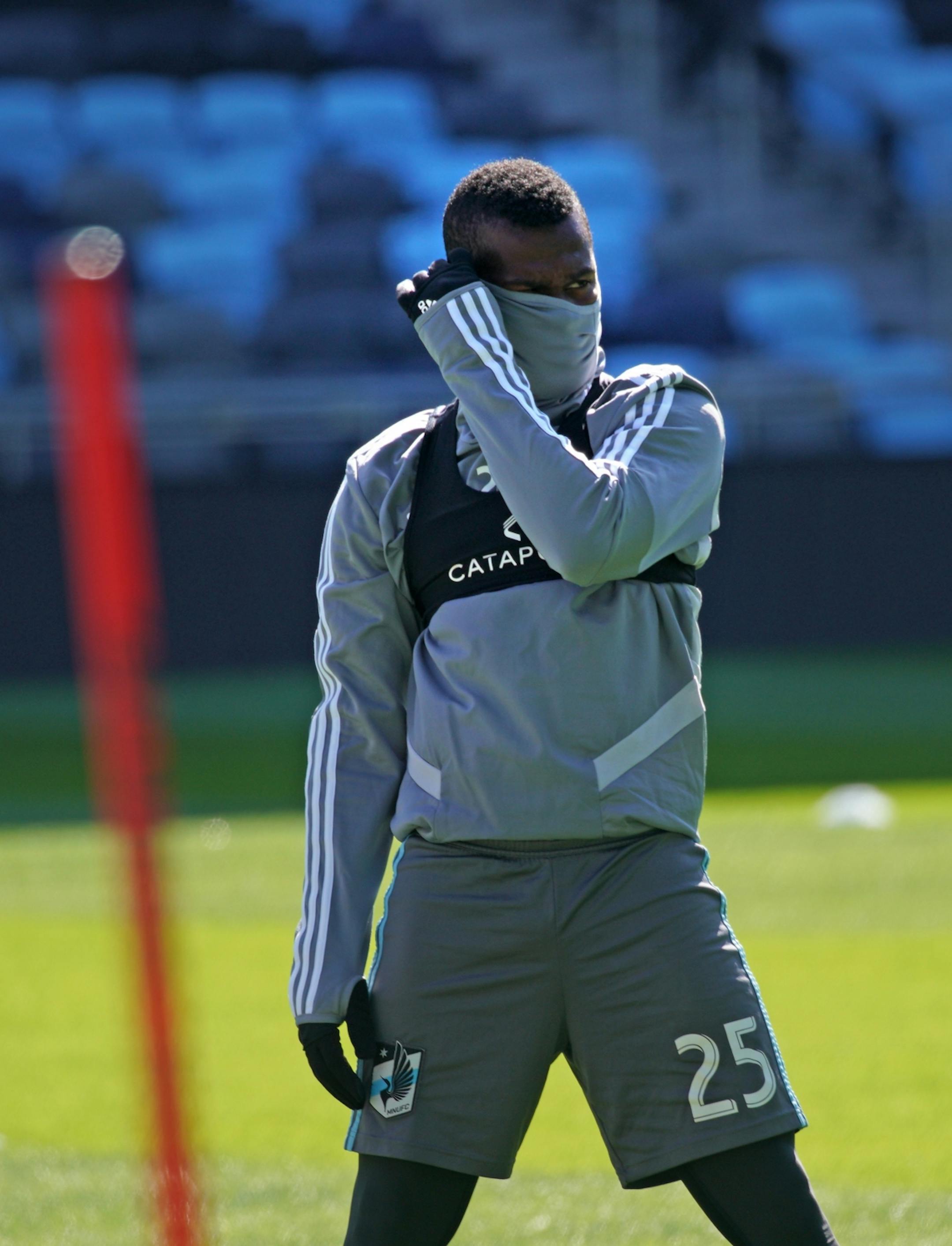 Forward Darwin Quintero was feeling a little chilled before practice.
