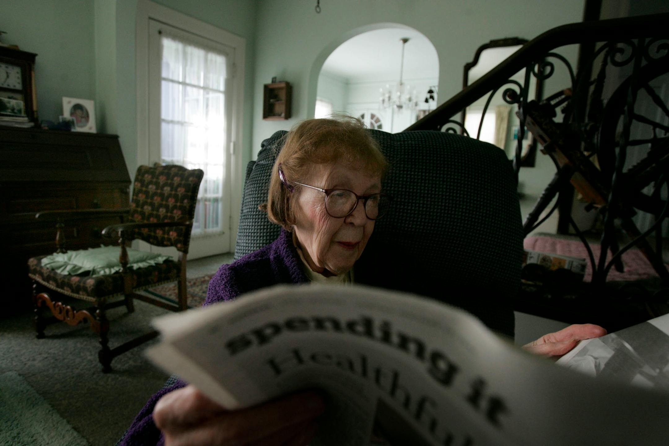 Gudrun Hertsgaard, in her Minneapolis home on Feb. 3, 2006, sent checks the U.S. Treasury to help ease the national debt.