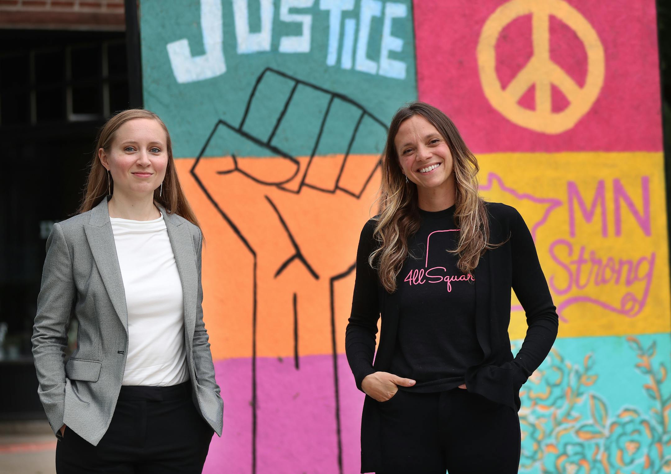 All Square Restaurant CEO Emily Hunter, right, and Karla Vehrs, managing partner of Ballard Spahr, whose organizations are offering legal aid to fight racial disparities.