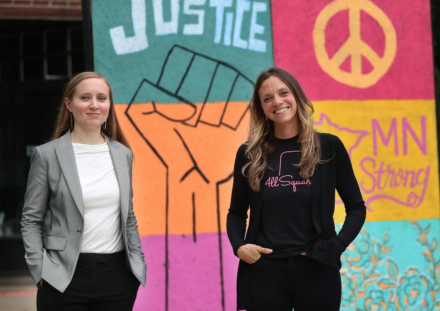 All Square Restaurant CEO Emily Hunter, right, and Karla Vehrs, managing partner of Ballard Spahr, whose organizations are offering legal aid to fight racial disparities.