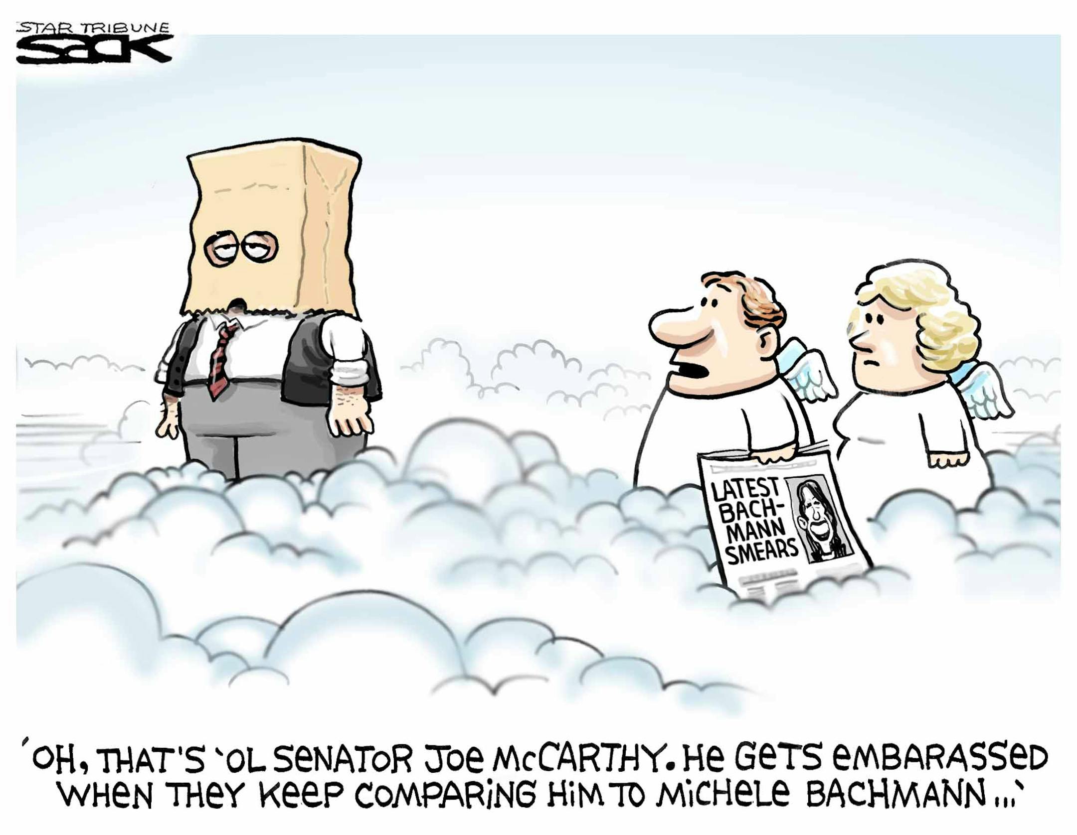 Steve Sack editorial cartoon for July 20, 2012. Topic: Rep. Michele Bachmann's anti-Muslim comments.