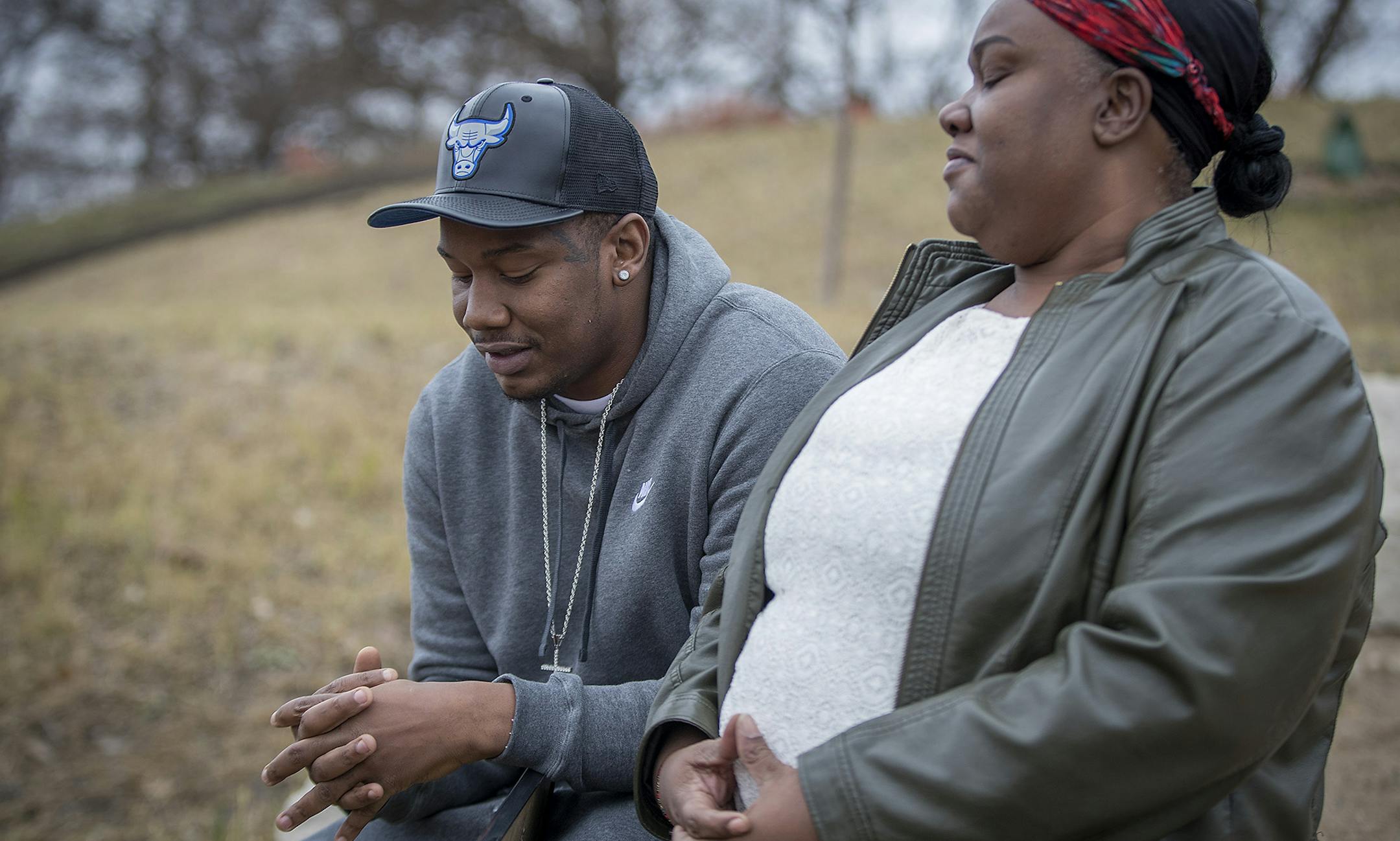 "He was the glue that held this family together, " said Joshua Broyles of his 17-year-old brother James Marshall Broyles Jr., who was gunned down in March of 2016. Joshua and his mother Linda Broyles held onto a photo of James Broyles in the spot where he grew up playing, Wednesday, November 15, 2017 in St. Paul, MN. Linda talked about how she is working in her Frogtown community to stop the violence. She and her son have hosted community radio programs with other mothers, and young people to fi