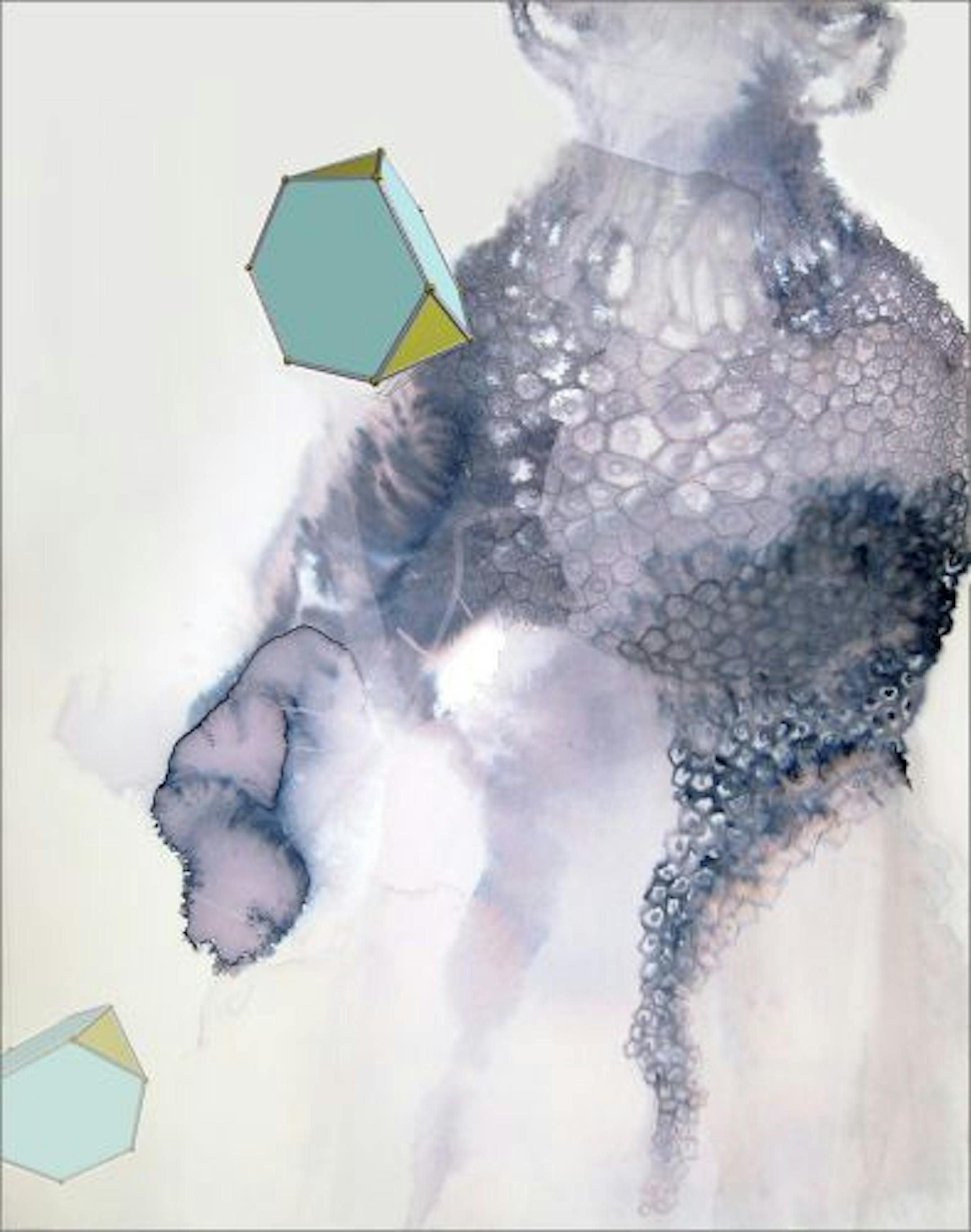 "Float #18," a work in ink and gauche on paper by Laura Stack.