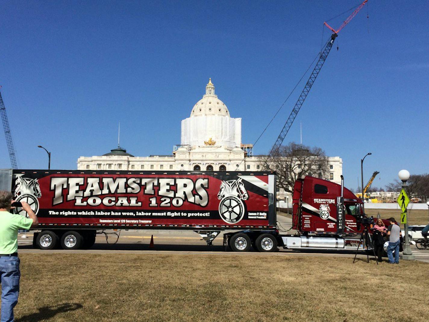 Retired Teamsters workers rallied at the State Capitol in St. Paul in March.