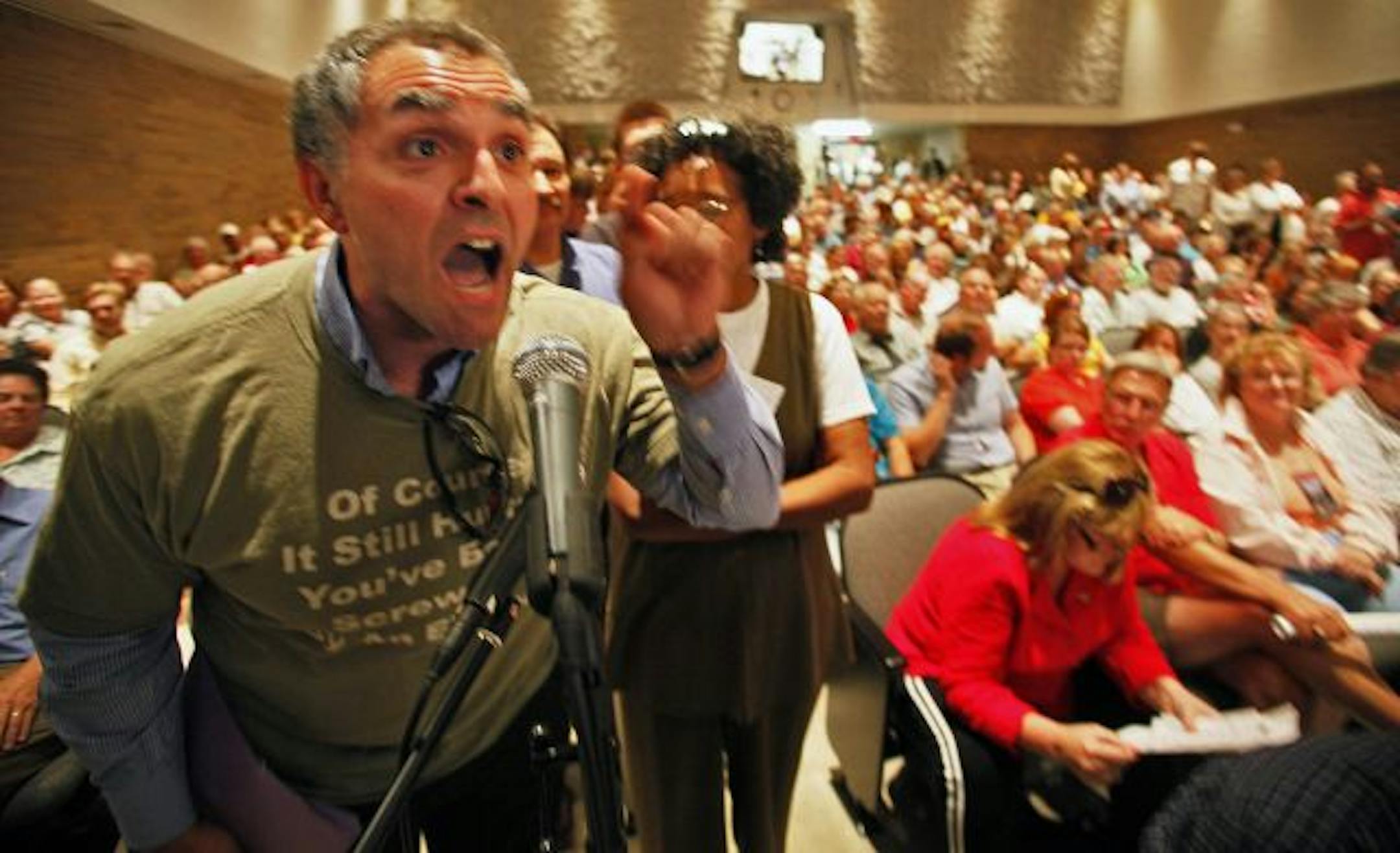 Ilya Gorodisher of May Township challenged Rep. Michele Bachmann's statements criticizing the president's health care plans. He accused Bachmann of "stretching the truth to the point of lies." She defended her stand on the health care issue and found a lot of support in the crowd at her health care town hall.