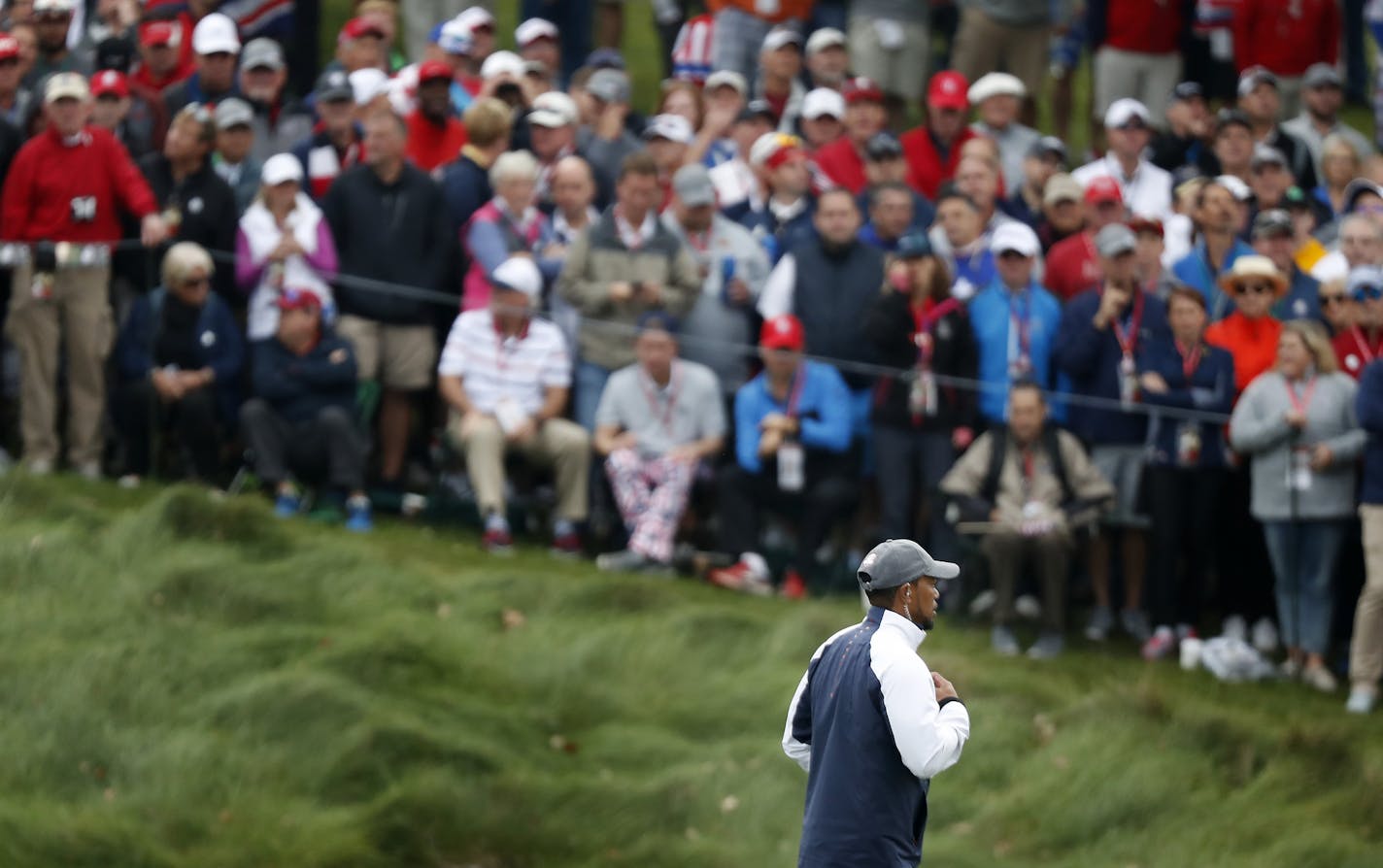 Team USA vice captain Tiger Woods at the Ryder Cup - Hazeltine National Golf Club. ] CARLOS GONZALEZ cgonzalez@startribune.com - September 30, 2016, Chaska, MN, Hazeltine National Golf Club, 2016 Ryder Cup