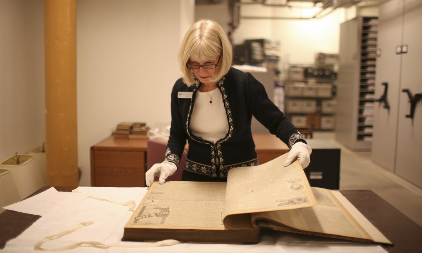 Peggy Korsmo-Kennon, COO of the American Swedish Institute, paged through a bound volume of the Svenska Americkanska Posten from 1912. The newspaper from the institute's archives is one many that are part of a digitization project of Swedish language newspapers in America. ] JEFF WHEELER &#x201a;&#xc4;&#xa2; jeff.wheeler@startribune.com The Minnesota Historical Society and the American Swedish Institute are working with the Swedish Royal Library to digitize and put online some of the 600 Swedish