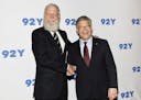 Sen. Al Franken, D-Minn., right, and former talk show host David Letterman arrive for their conversation at 92Y on Tuesday, May 30, 2017, in New York.