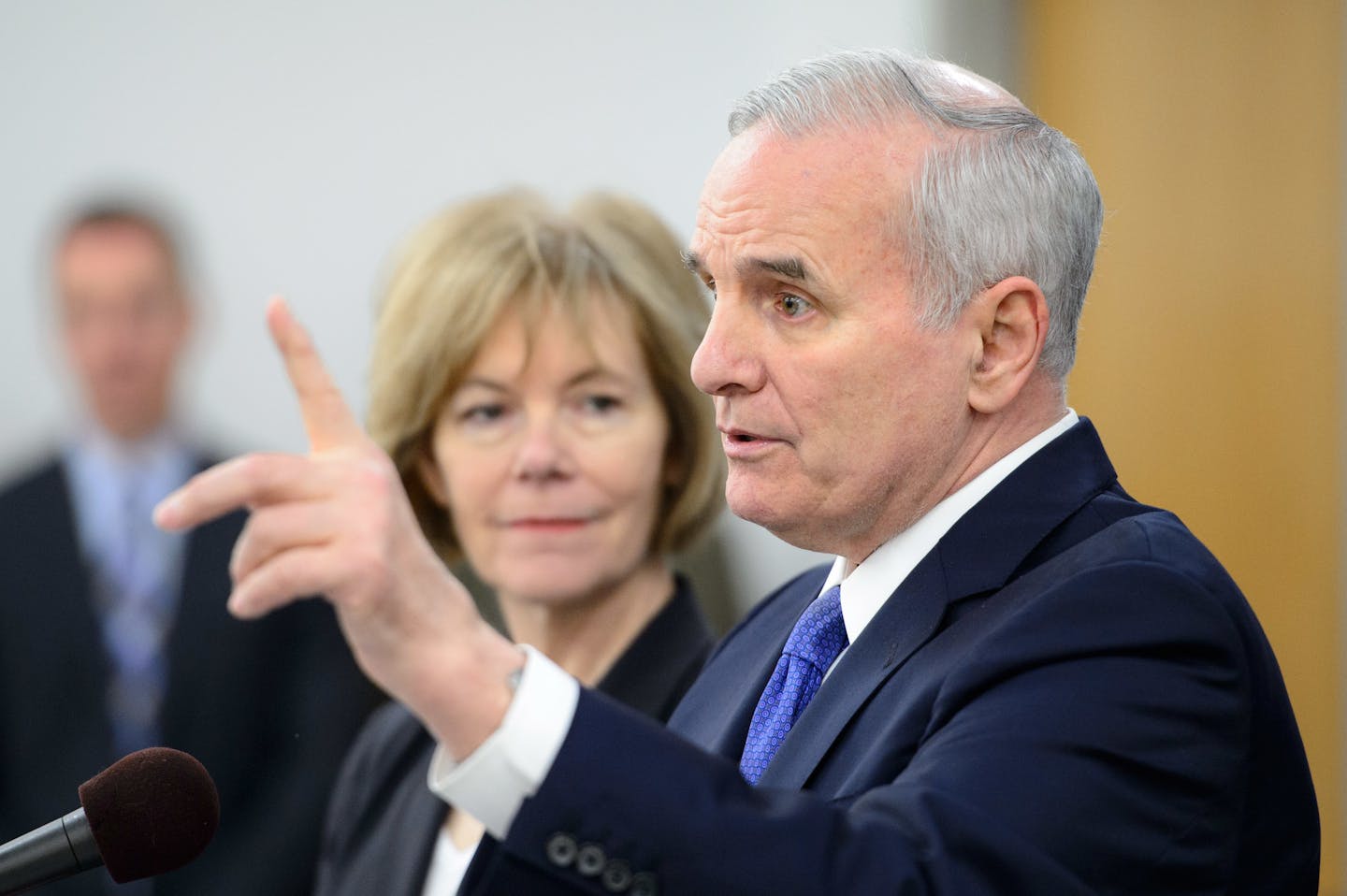 Gov. Mark Dayton stood with Lt. Gov. Tina Smith earlier in May.