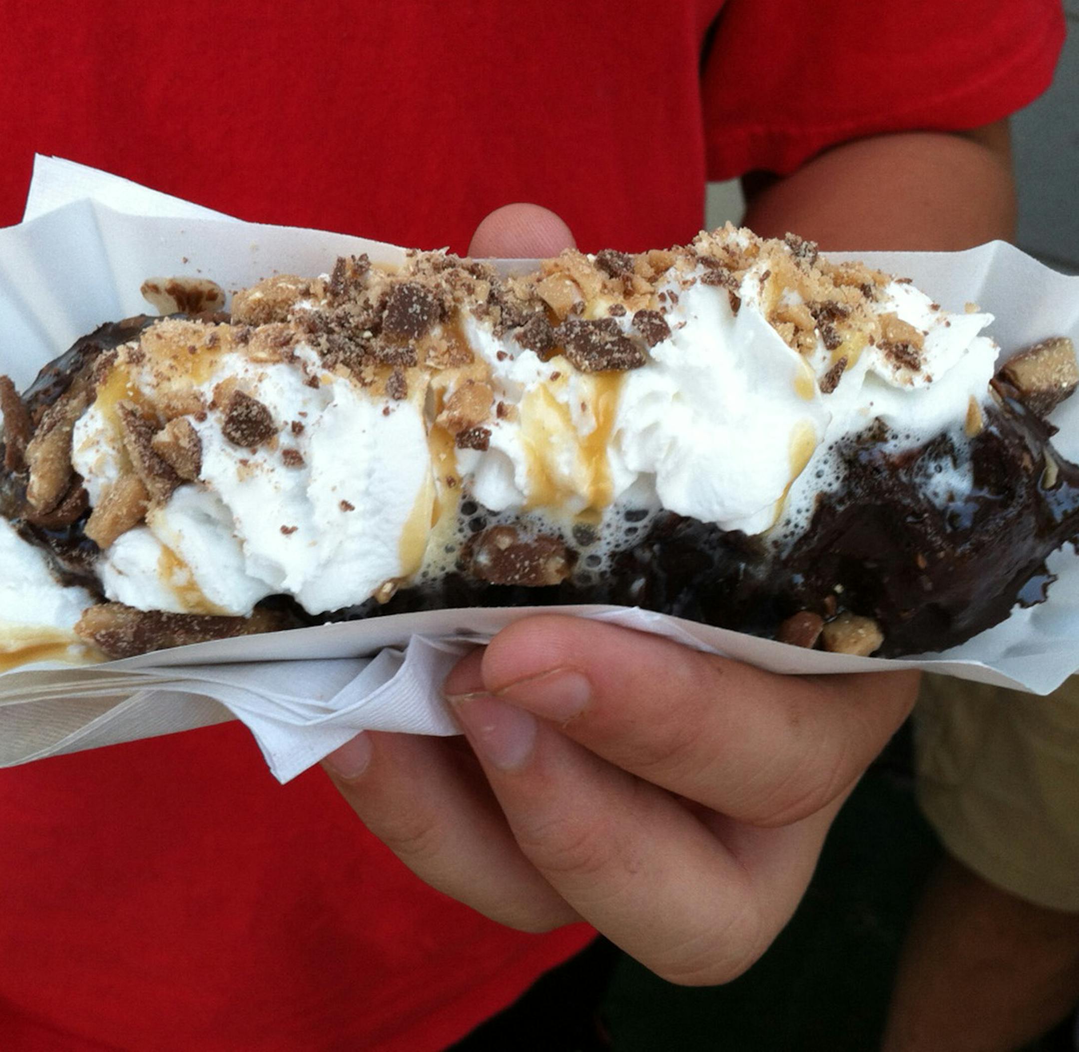 It‚Äôs called the English Toffee Pup at Granny‚Äôs Kitchen, which is on the west side of the exterior of the Food Building (directly below ‚Äì meaning, next to ‚Äì the Ball Park Caf√©, which is the onion rings place). Photo by Rick Nelson, Star Tribune