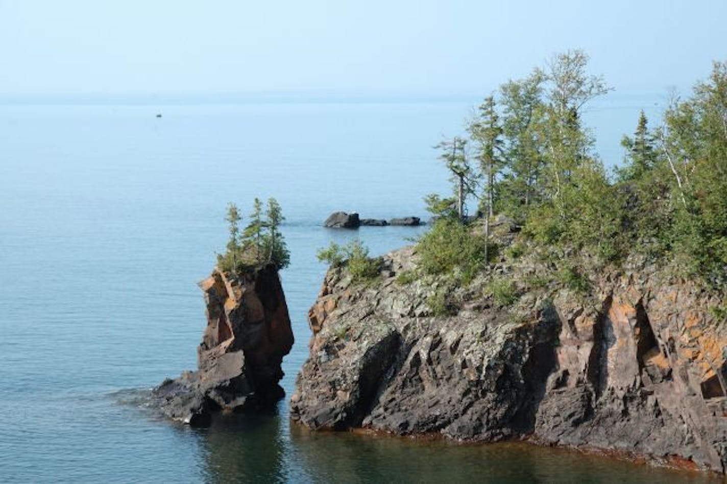 The scenic Tettegouche Arch at Tettegouche State Park near Silver Bay, Minn., after it recently collapsed into Lake Superior.