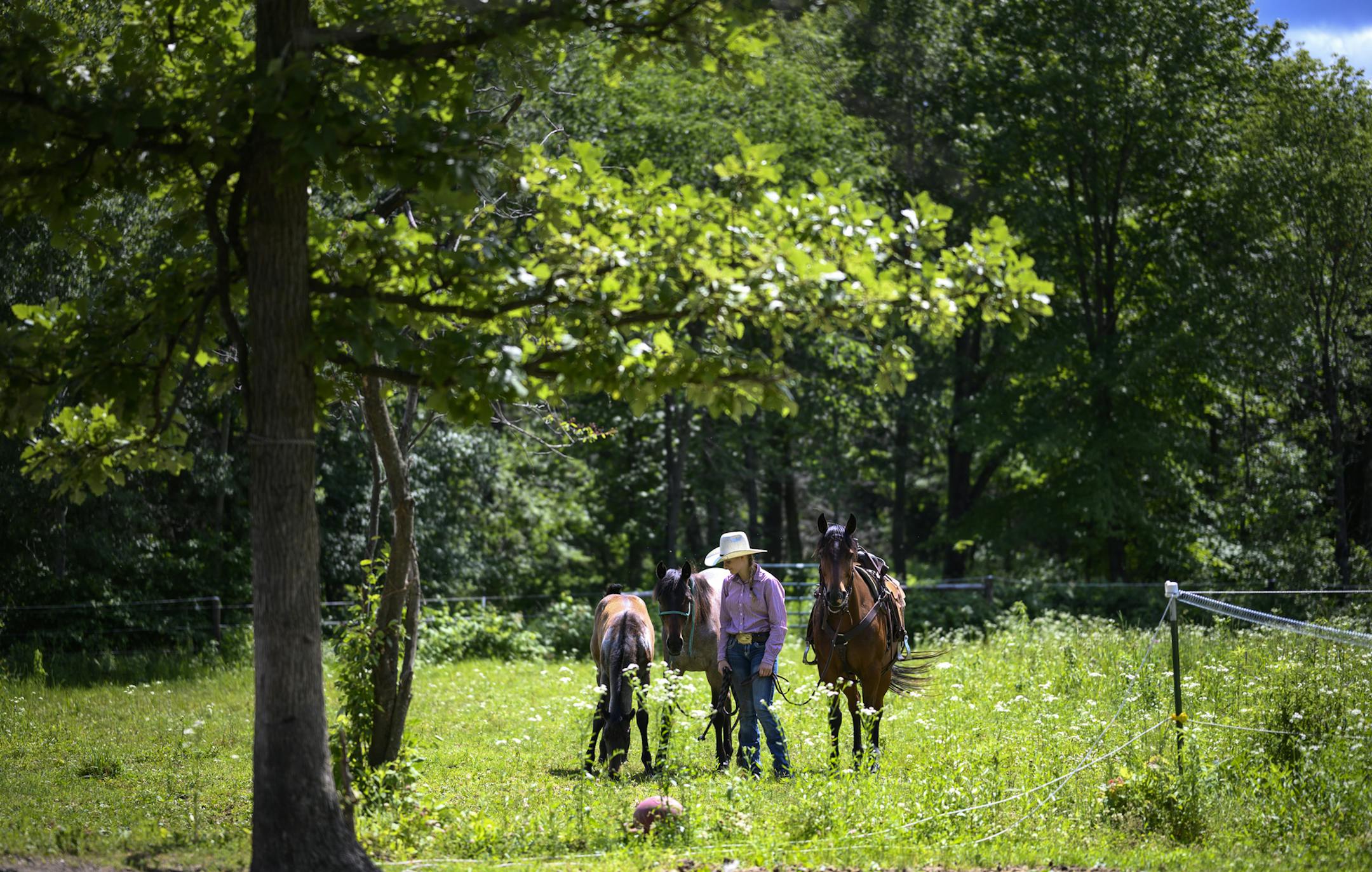 Leah Goldade, with her horses, is finding other ways to participate in 4-H activities.
