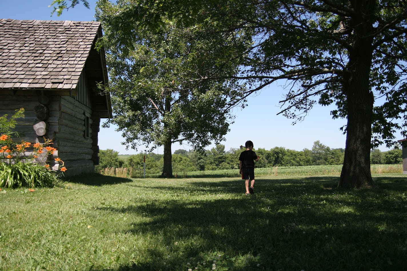 The Laura Ingalls Wilder Wayside, near Pepin, Wis., has a replica of the tiny cabin where the Ingalls family lived around the time of Laura's birth. She made the area famous with her book "Little House in the Big Woods." Most of the trees have been cleared for farming.