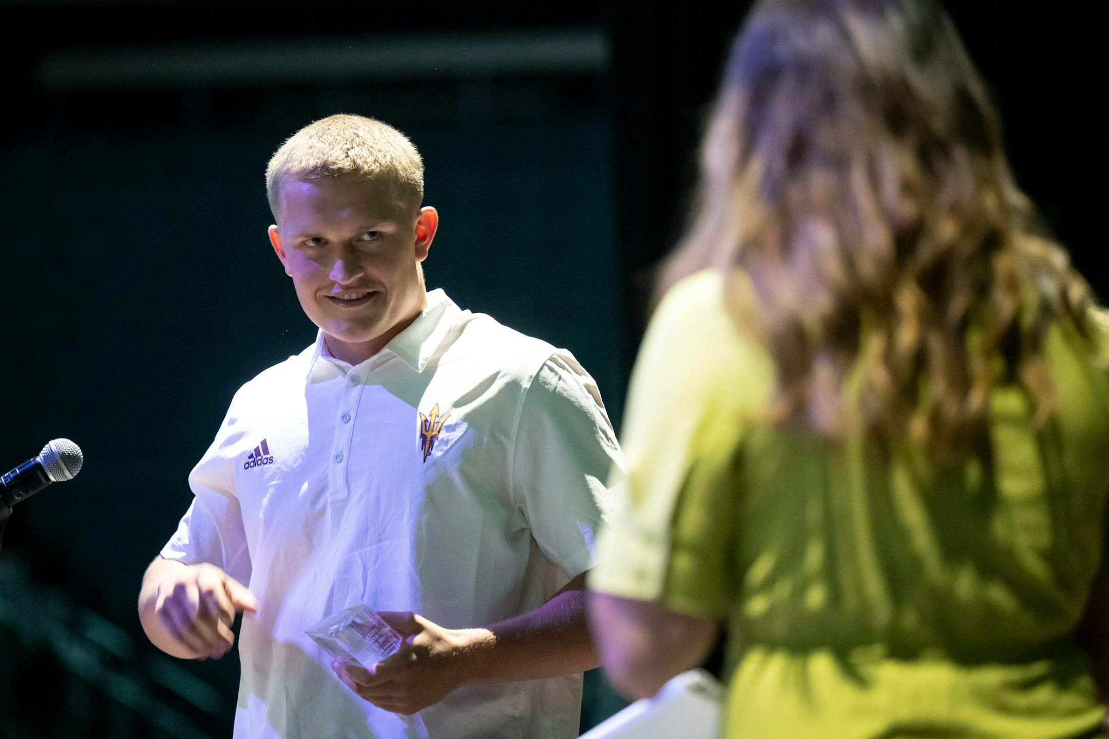 Rosemount football and track and field athlete Hayden Bills accepts his Male Athlete of the Year Award during the Star Tribune's sixth annual All-Metro Sports Awards show.