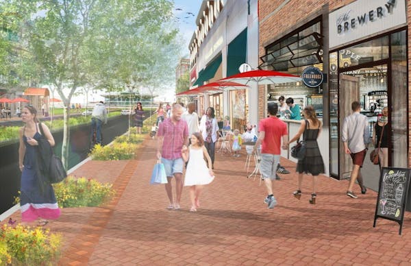 A rendering of Canterbury Commons public space