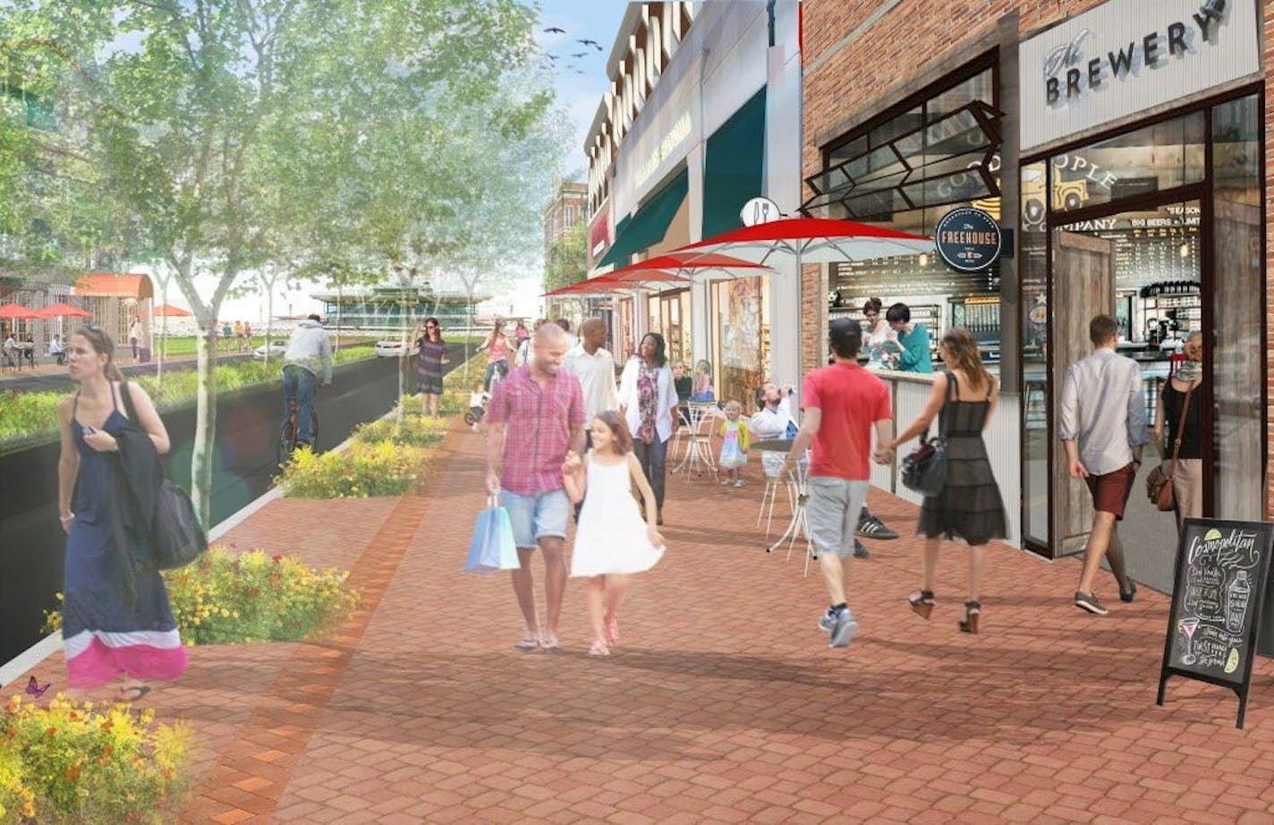 A rendering of Canterbury Commons public space