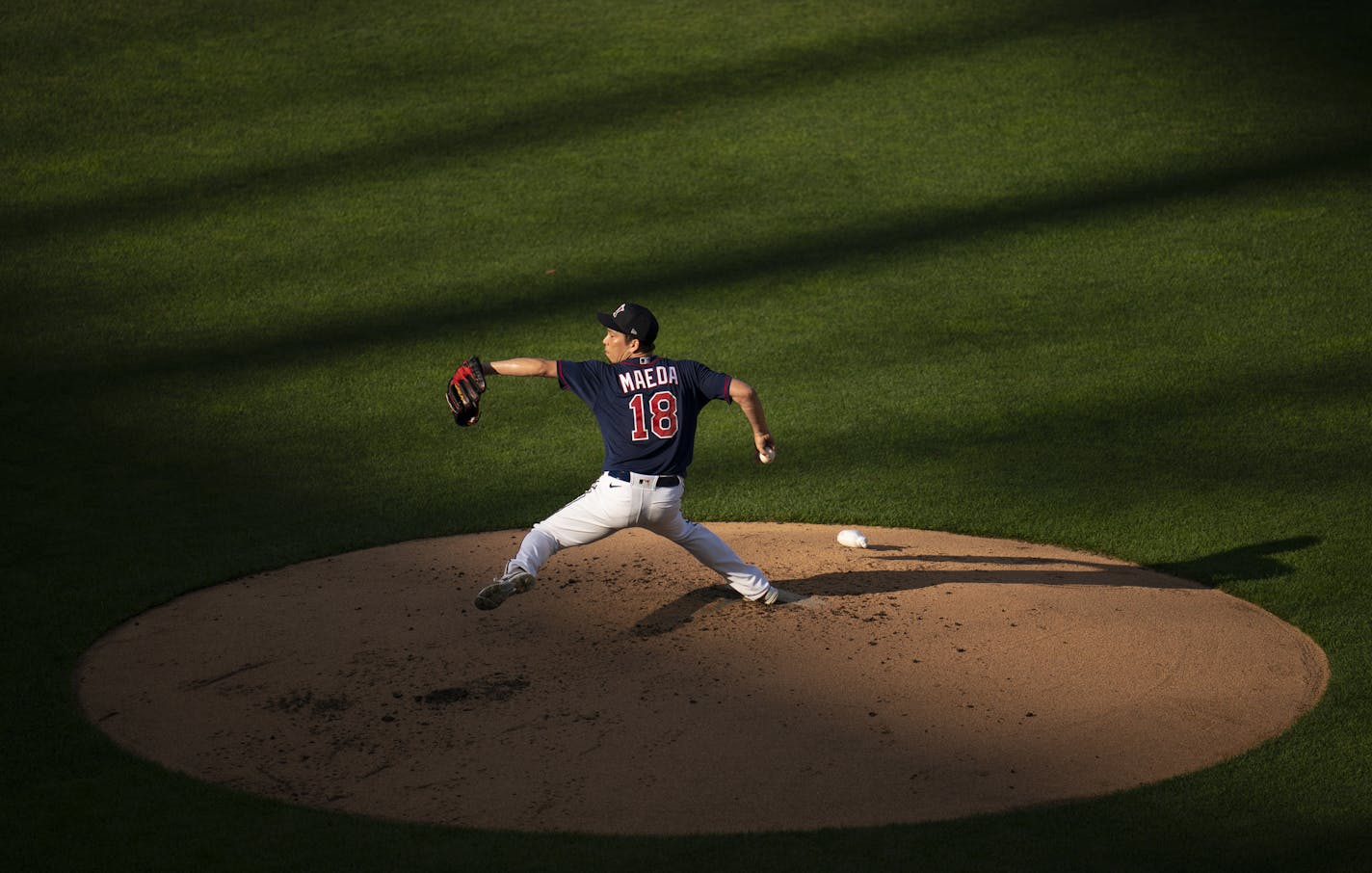 FILE - In this July 5, 2020, file photo, Minnesota Twins pitcher Kenta Maeda throws live batting practice during workouts for the baseball team in Minneapolis. (Jeff Wheeler/Star Tribune via AP, File)