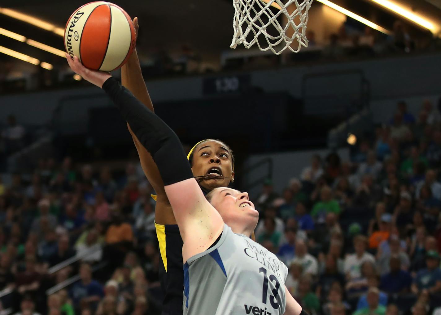 Lynx point guard Lindsay Whalen had her shot blocked by an Indiana player in the first half Tuesday at Target Center.