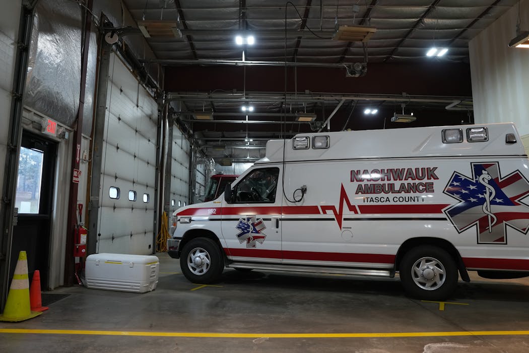 A rig with Nashwauk’s ambulance service used for transports Friday in Nashwauk.
