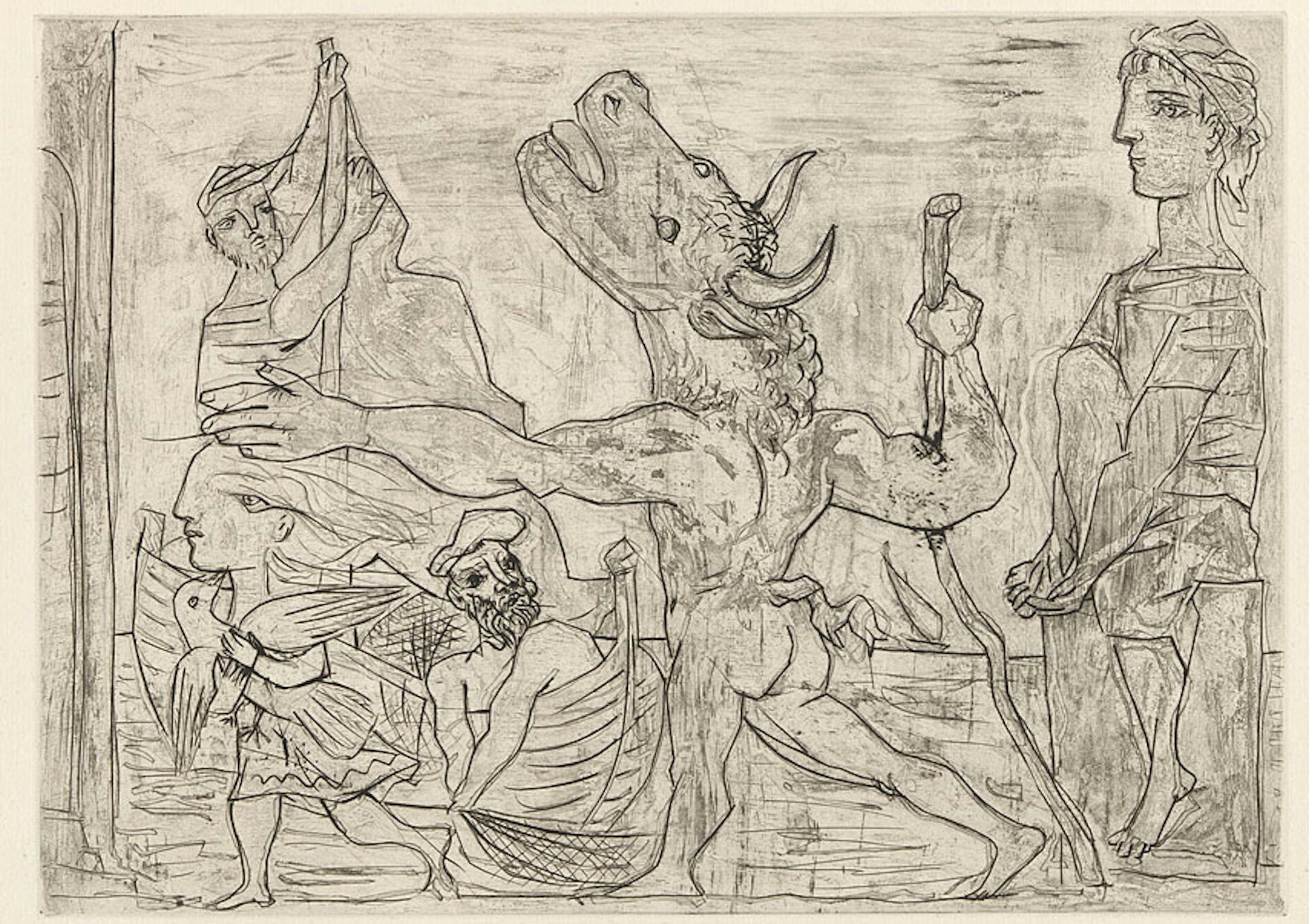 Minotaure aveugle guidé par une fillette, III, 1934 by Pablo Picasso