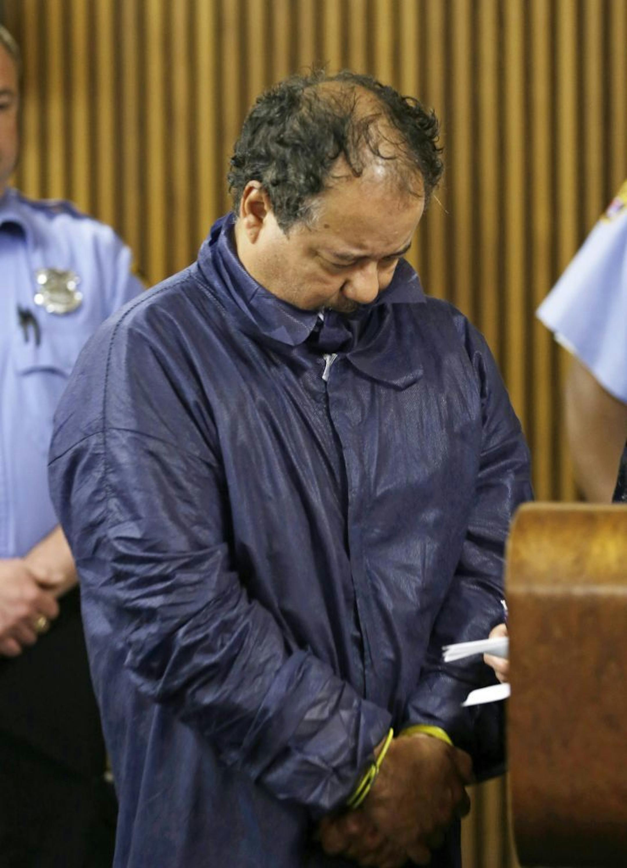 Ariel Castro appears in Cleveland Municipal court Thursday, May 9, 2013, in Cleveland. Castro was charged with four counts of kidnapping and three counts of rape. Ariel Castro was charged while his brothers, Pedro and Onil Castro, were held but faced no immediate charges.