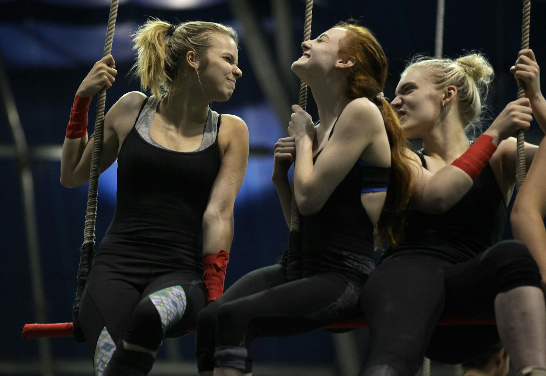 The Circus Juventas Youth Performing Arts Circus rehearsed for their production of Neverland on Thursday afternoon at their facility in St. Paul.] MONICA HERNDON monica.herndon@startribune.com St. Paul, MN 07/24/14