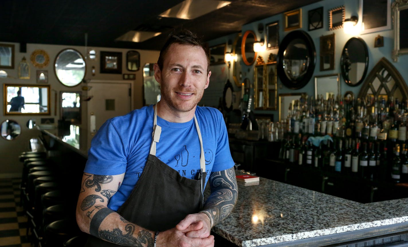 Chef and co-owner Leonard Anderson stands for a portrait at Tongue in Cheek, in St. Paul. ] COURTNEY PEDROZA &#x2022; courtney.pedroza@startribune.com June 13, 2017 St. Paul; Payne Avenue; Tongue in Cheek, Cookie Cart and Brunson's