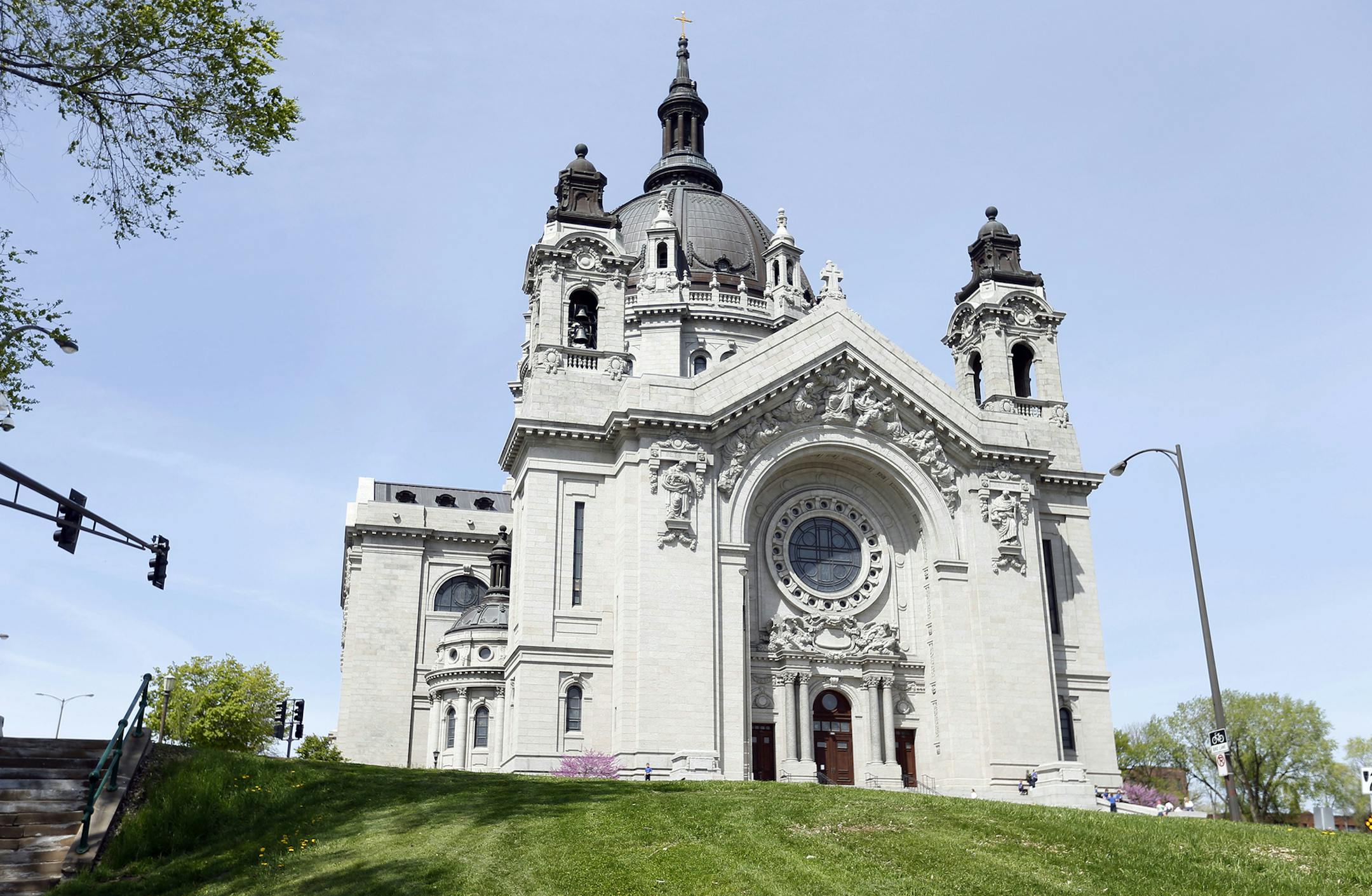 In this May 3, 2016 photo, the St. Paul Cathedral is pictured in St. Paul, Minn. It's been nearly three years since Minnesota opened a path for lawsuits by victims of long-ago childhood sexual abuse. The Archdiocese of St. Paul and Minneapolis filed for bankruptcy protection last year,(AP Photo/Jim Mone) ORG XMIT: MIN2016061013513455
