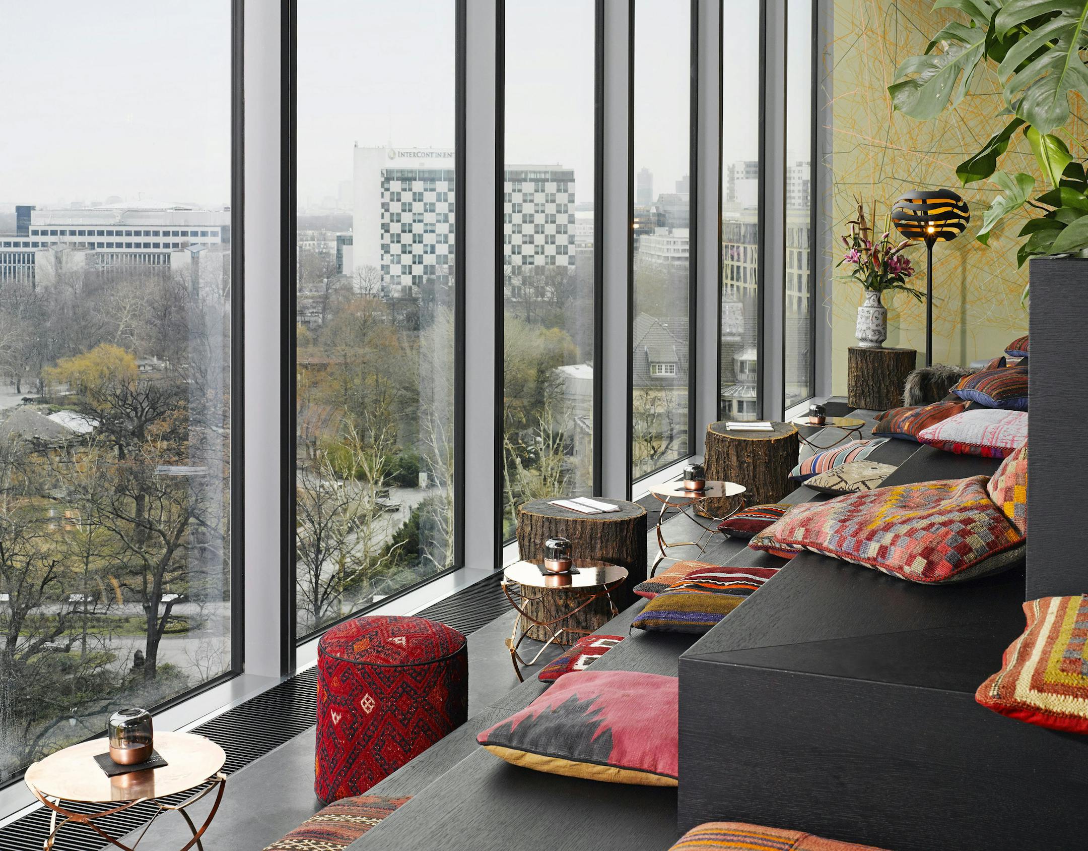 The Monkey Bar, which along with a rooftop terrace and restaurant offer sweeping views of old Berlin, at the Hotel Bikini Berlin, which is next to the Berlin Zoo and just west of Tiergarten park. The boutique hotel is a fashionable, comfortable and modern experience with sweeping views of old Berlin. (Handout via The New York Times) -- PHOTO MOVED IN ADVANCE AND NOT FOR USE - ONLINE OR IN PRINT - BEFORE MAY 11, 2014. -- NO SALES; FOR EDITORIAL USE ONLY WITH STORY SLUGGED BERLIN HOTEL ADV11 BY CH