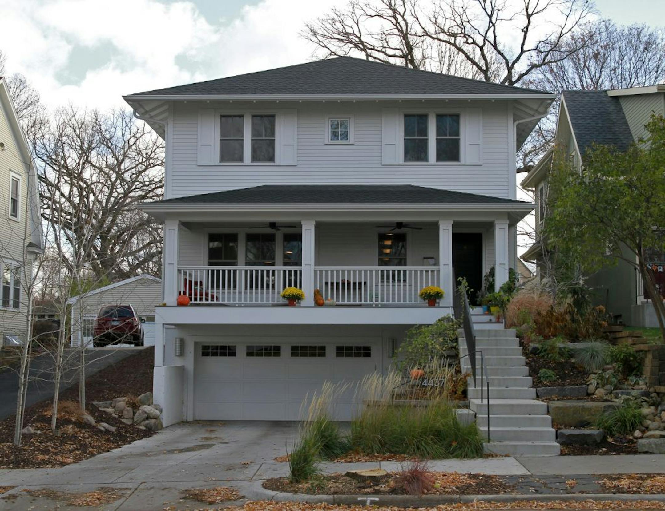 Family friendly design - front exterior of the Linden Hills home featured on HGTV. Mekea Duffy.