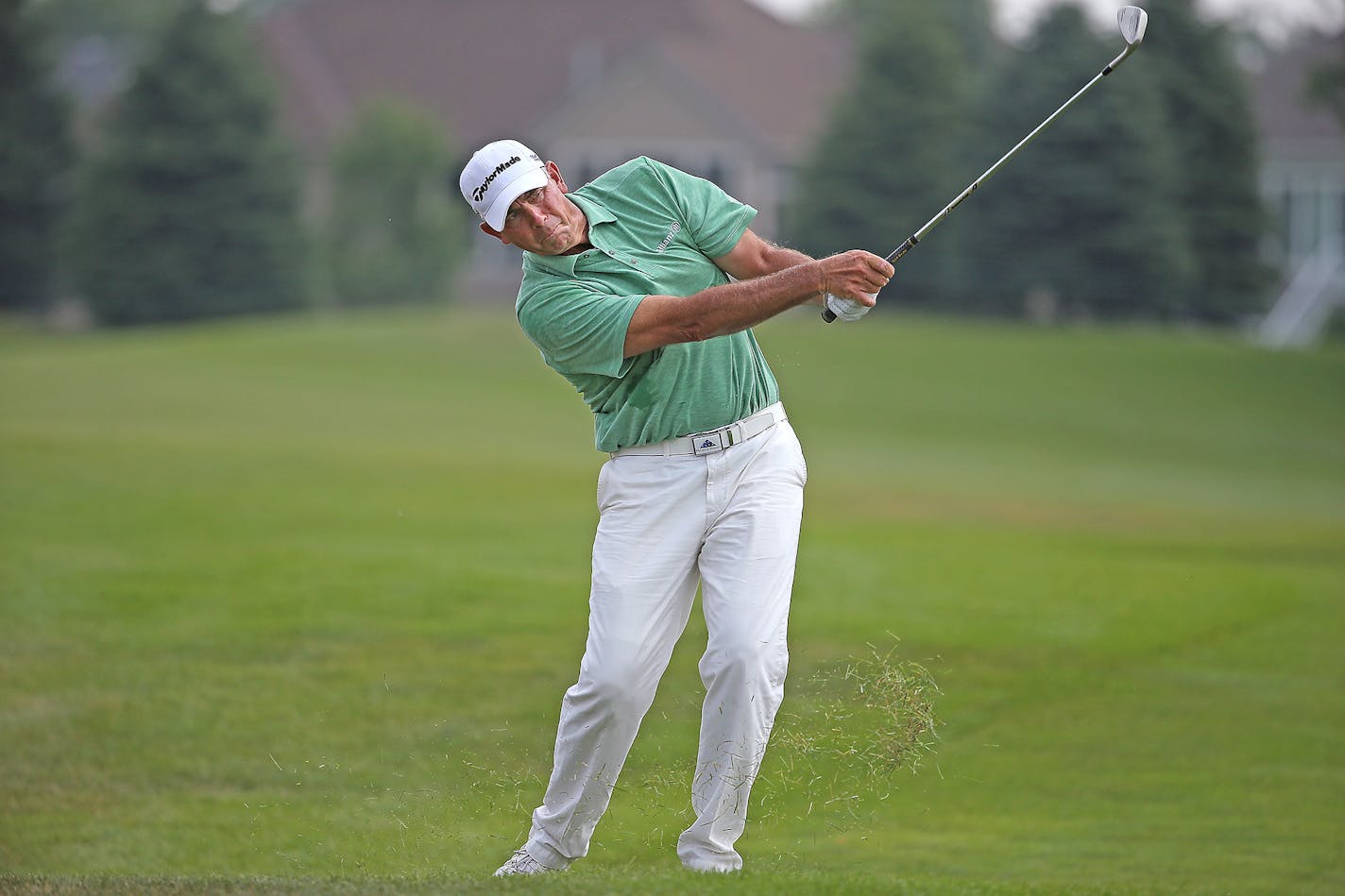 Tom Lehman hit a shot from the sixth fairway during the first round of the 3M Championship Friday, August 1, 2014 in Blaine, MN. ] (ELIZABETH FLORES/STAR TRIBUNE) ELIZABETH FLORES � eflores@startribune.com