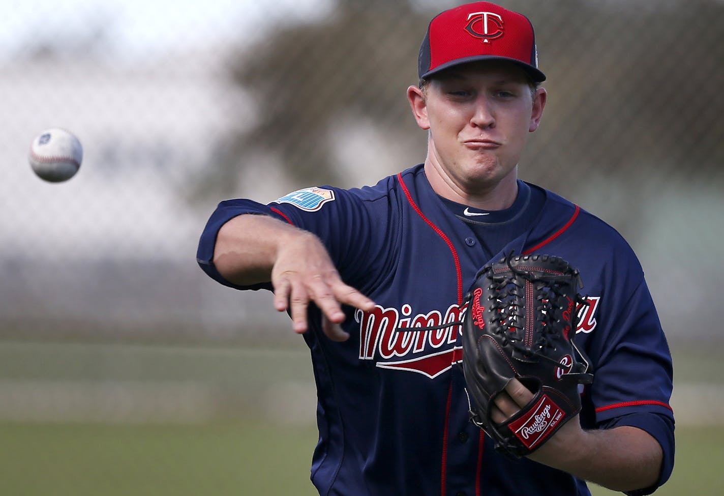 Minnesota Twins pitcher Tyler Duffey (56) during drills on Tuesday. ] CARLOS GONZALEZ cgonzalez@startribune.com - March 1, 2016, Fort Myers, FL, CenturyLink Sports Complex, Minnesota Twins Spring Training, MLB, Baseball,