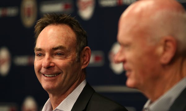 New Twins manager Paul Molitor smiled at his family before the start of the Twins press conference.