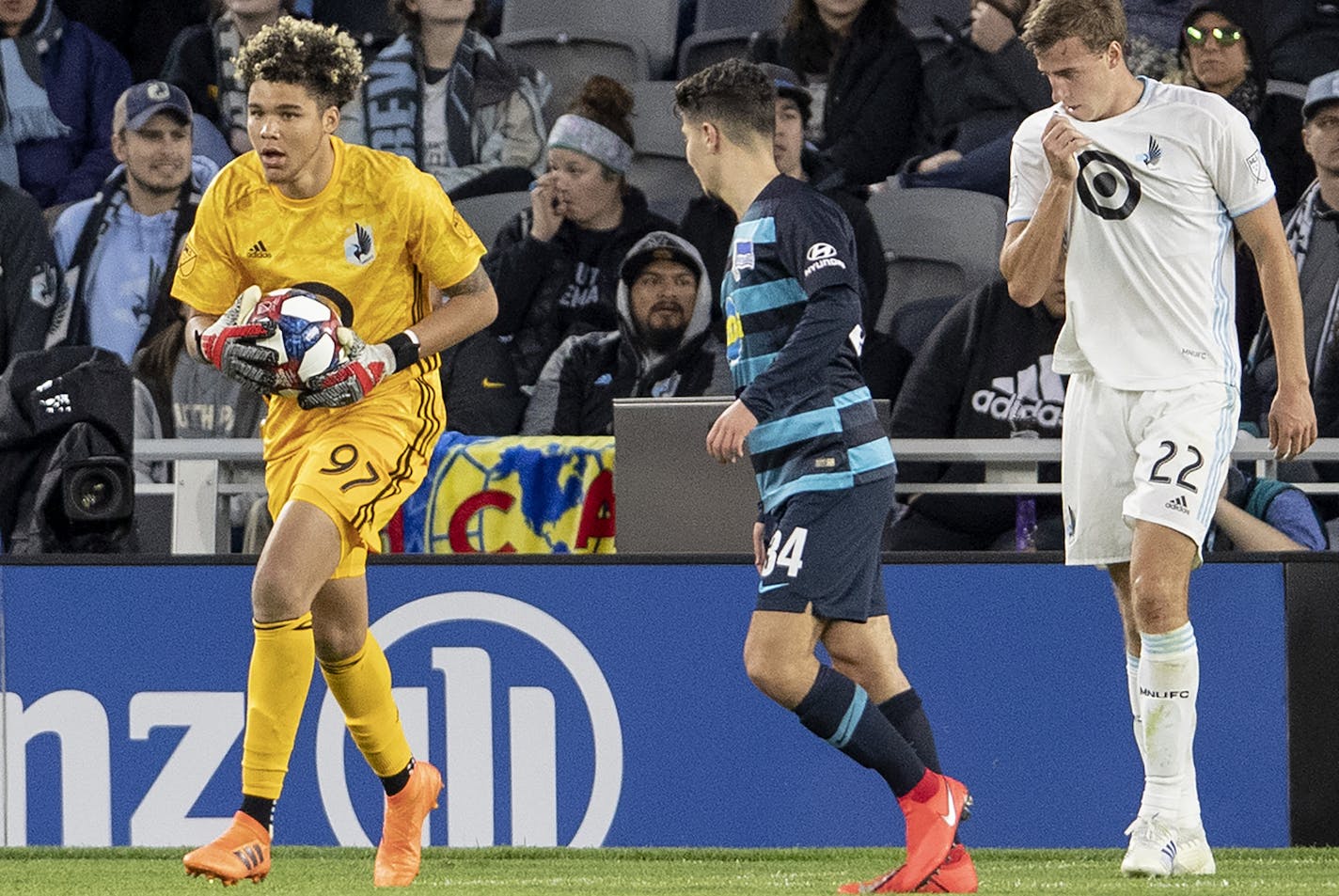 Minnesota United goalkeeper Dayne St. Clair in the second half of the Loons' friendly vs German Bundesliga team Hertha Berlin on Wednesday at Allianz Field.