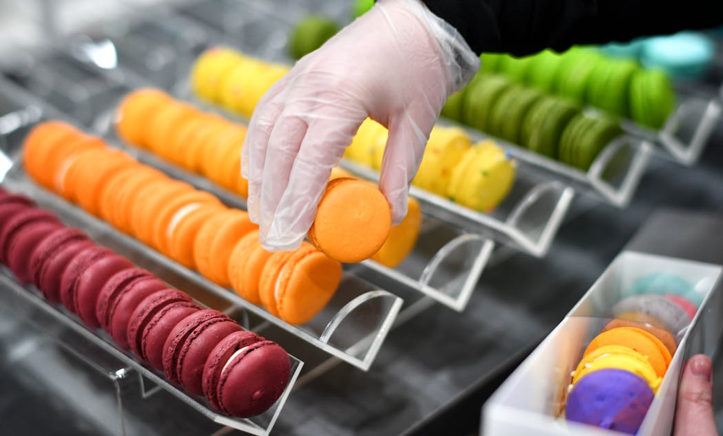 A rainbow of macarons at Macarons by Maddie Lu, an offshoot of the Coon Rapids bakery Something Sweet by Maddie Lu, owned by Maddie Carlos.