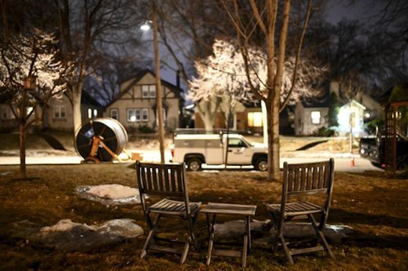 New LED street lights make for a bright scene at night outside Scott Barkman's south Minneapolis home.