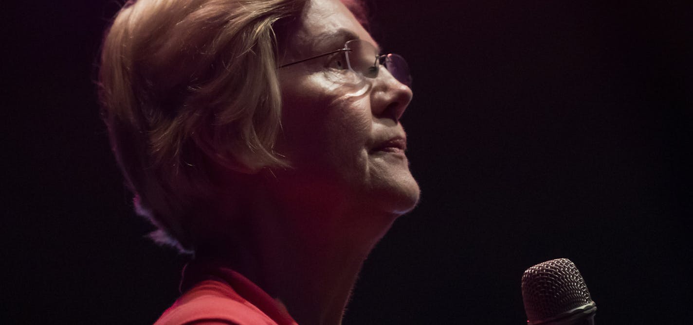 Sen. Elizabeth Warren (D-Mass.), a candidate for the Democratic presidential nomination, speaks at a campaign event at the Linn Phoenix Club in Cedar Rapids, Iowa, on Thursday, April 25, 2019. (Eric Thayer/The New York Times)