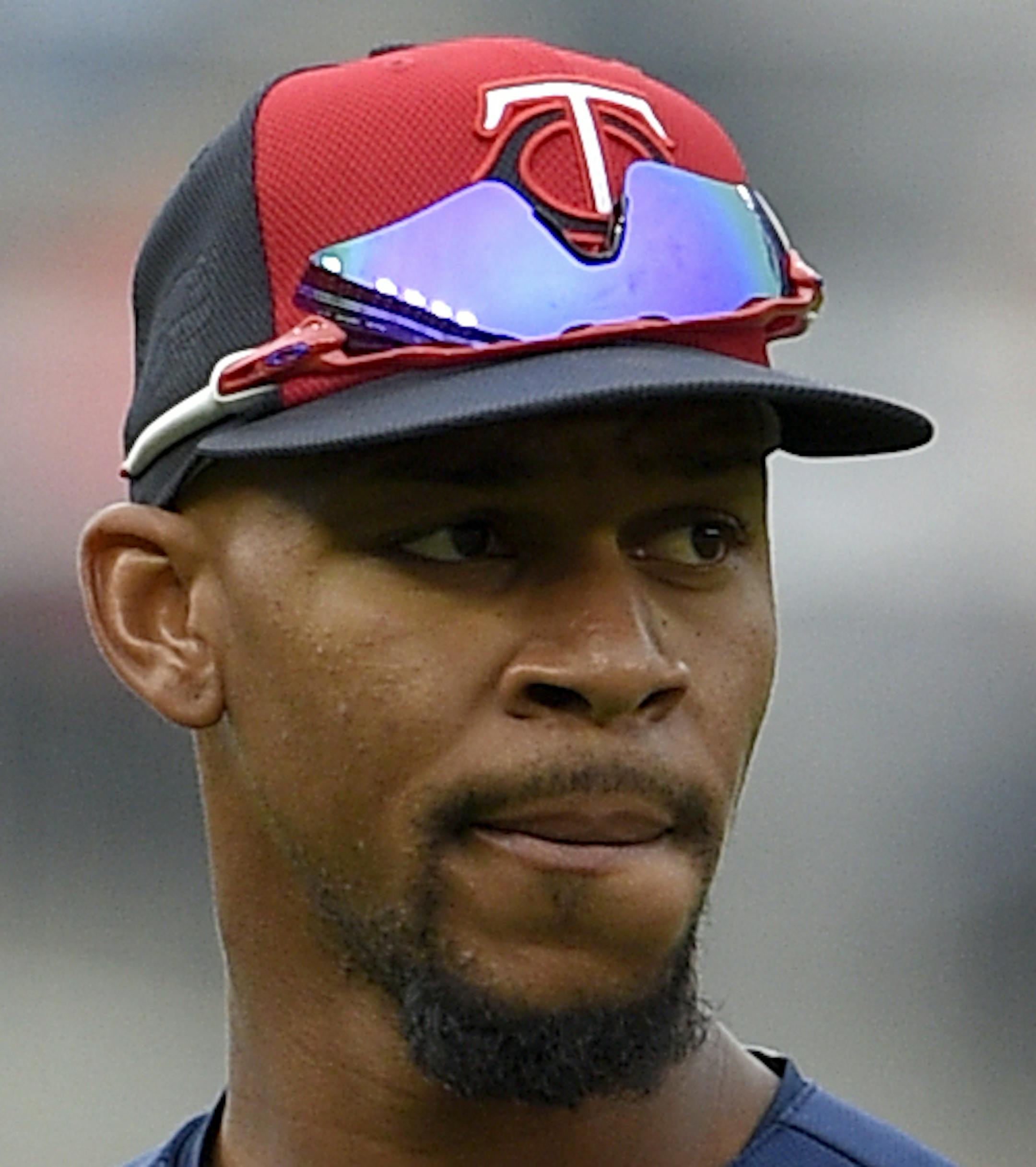 Minnesota Twins center fielder Byron Buxton (25) looks on before an interleague exhibition baseball game against the Washington Nationals, Friday, April 1, 2016, in Washington. The Nationals won 4-3. (AP Photo/Nick Wass) ORG XMIT: OTKNY