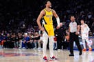 Pacers guard Tyrese Haliburton reacts during the first half of Game 7 of the Eastern Conference semifinals vs. the Knicks on Sunday in New York.